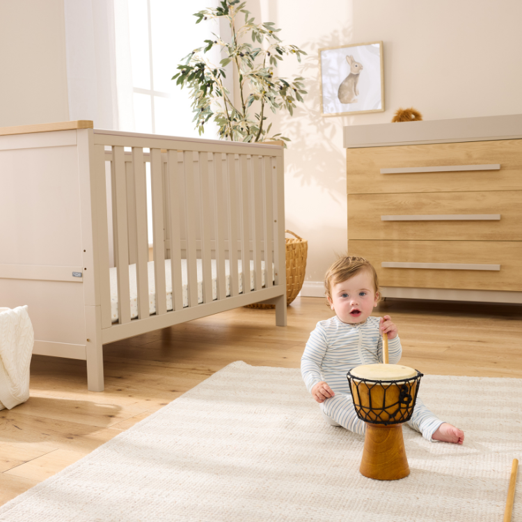 Misha Cot in Mushroom & Golden Oak