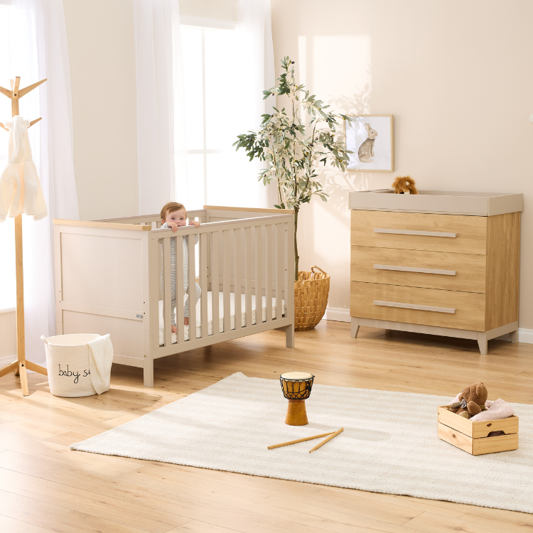 Misha Cot in Mushroom & Golden Oak