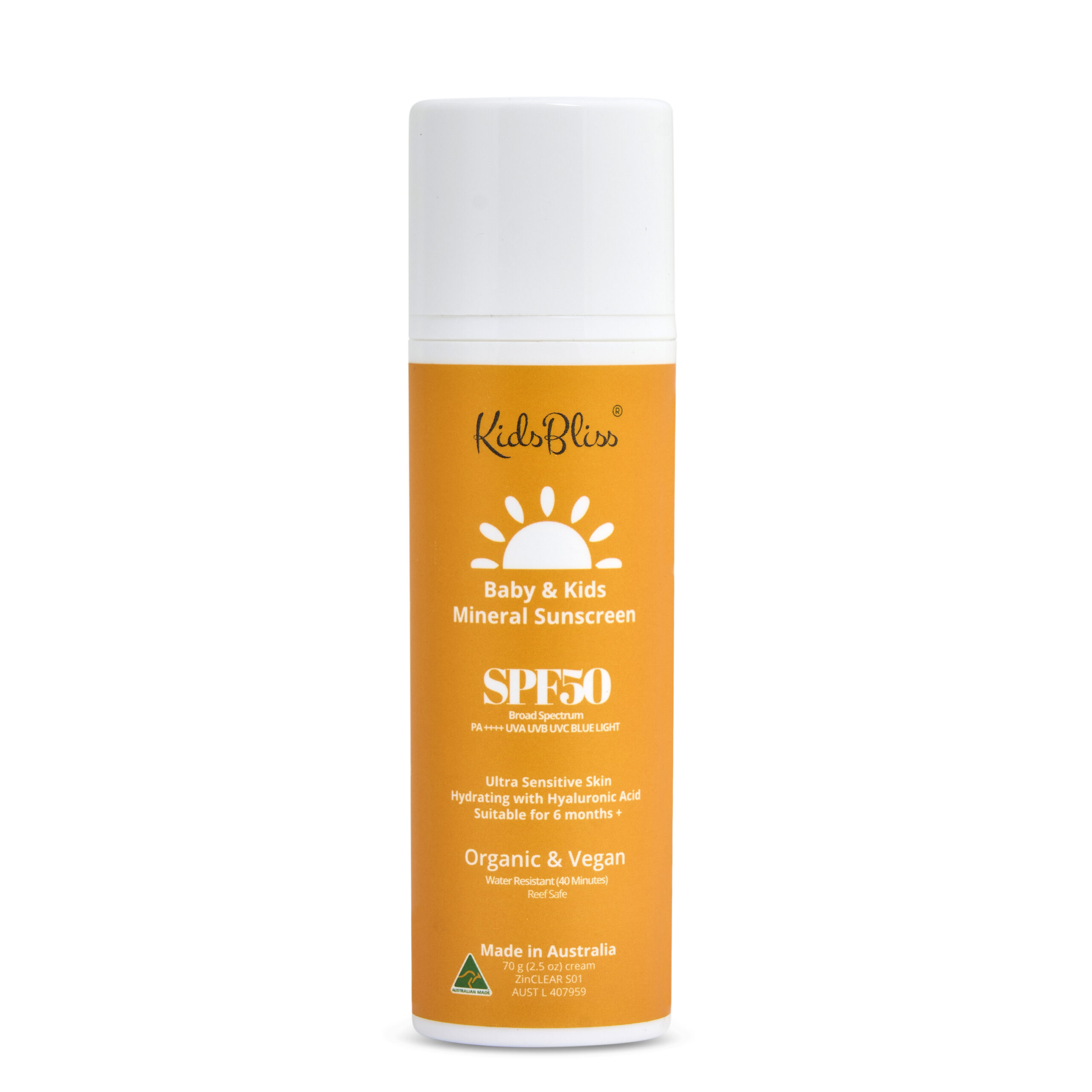 Organic Baby & Kids Mineral Sunscreen SPF50 70g