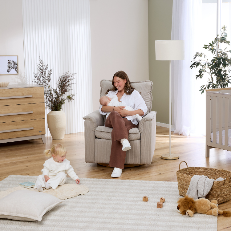 Louie Electric Recliner Glider Nursery Chair in Taupe Corduroy