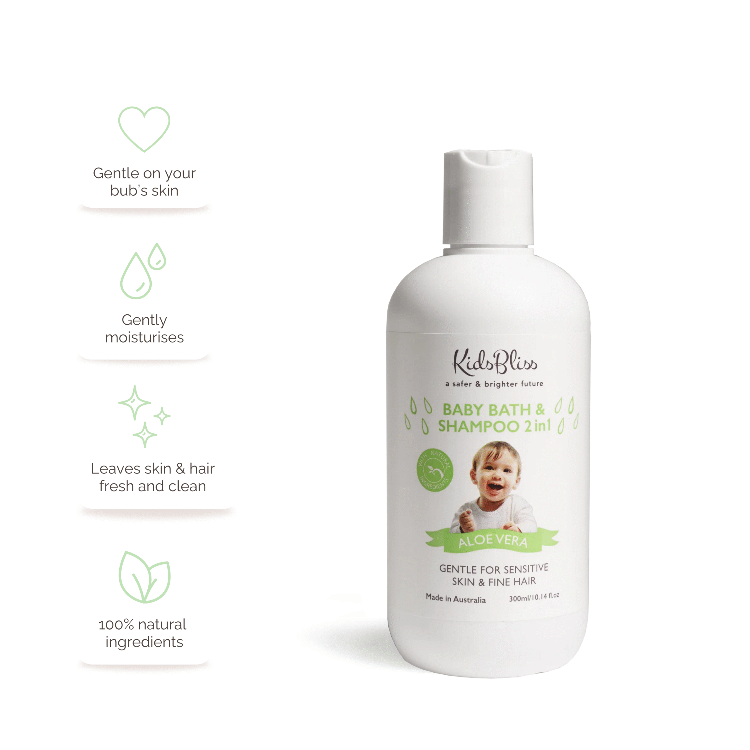 Baby Bath & Shampoo 2 in 1 – Aloe Vera 300ml